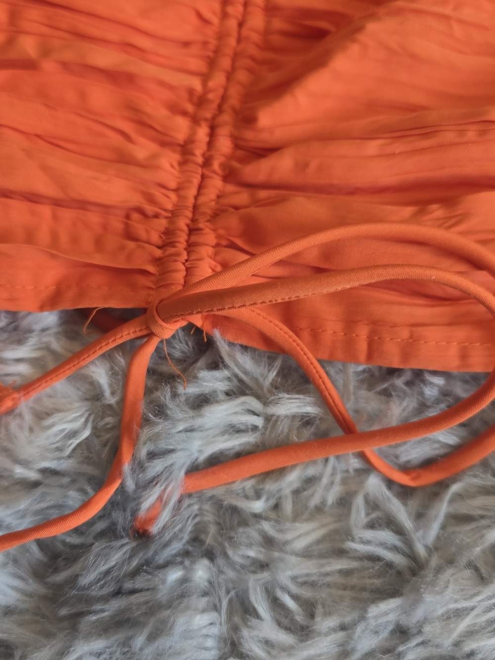 Urban Outfitters Bright Orange Off-Shoulder Ruched Tie-Front Crop Top - Picture 5 of 8